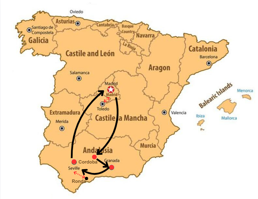 Magic of Spain tour map