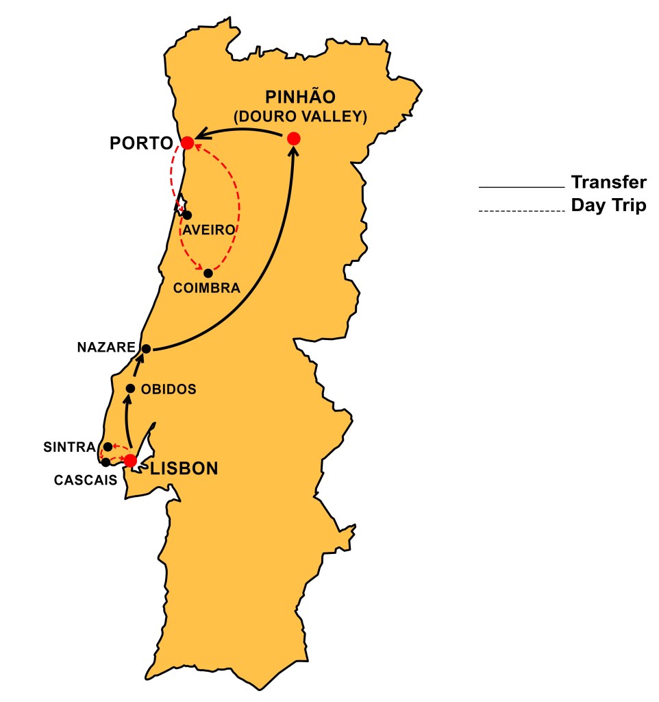 Portugal tour map Portugal tour map